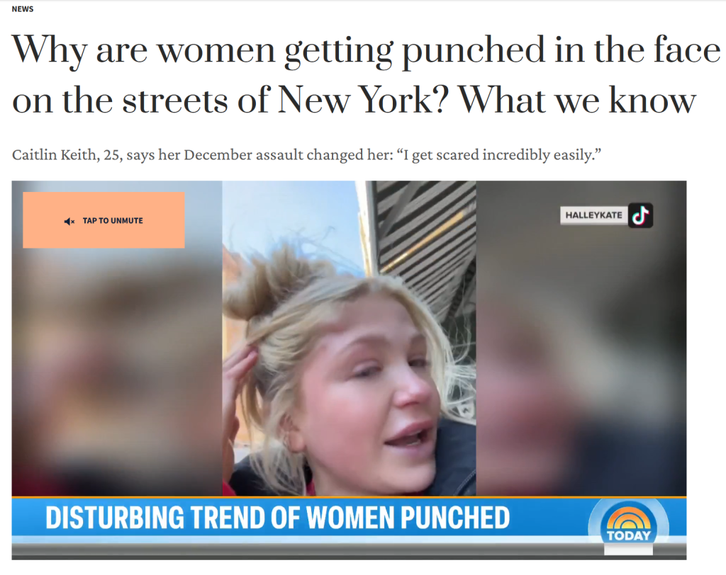 Women get punched in the face in New York City